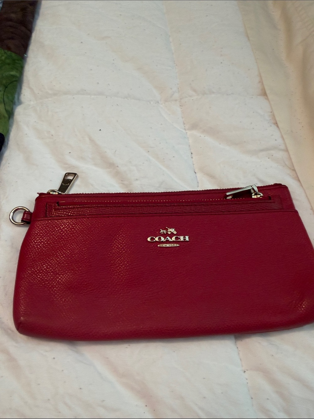 Coach Red Leather Wristlet Clutch
